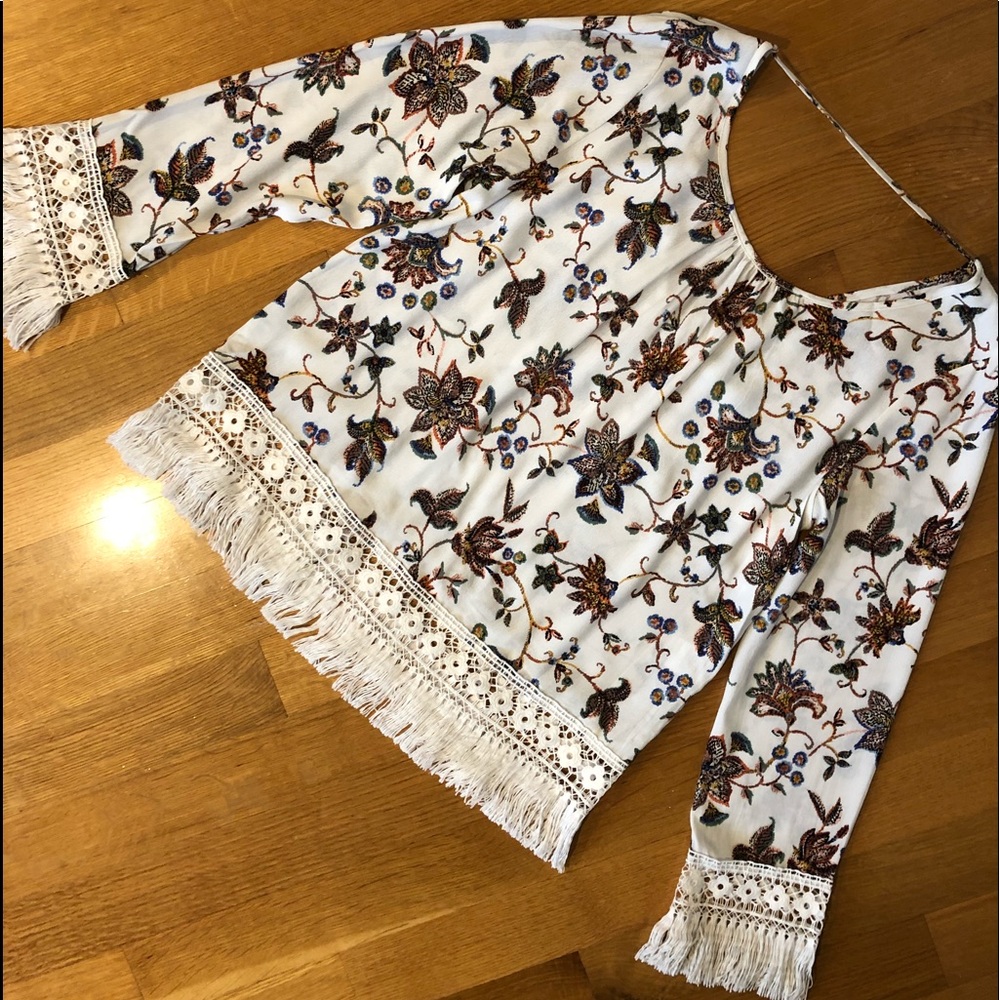 Bohemian Long Sleeved Fringe Blouse